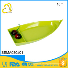 diseño creativo de la manera de la vajilla de melamina de plástico barco en forma de placa
